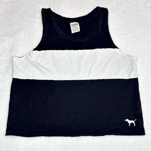 Victoria's Secret PINK Black and White Striped Muscle Tank Top - Size S